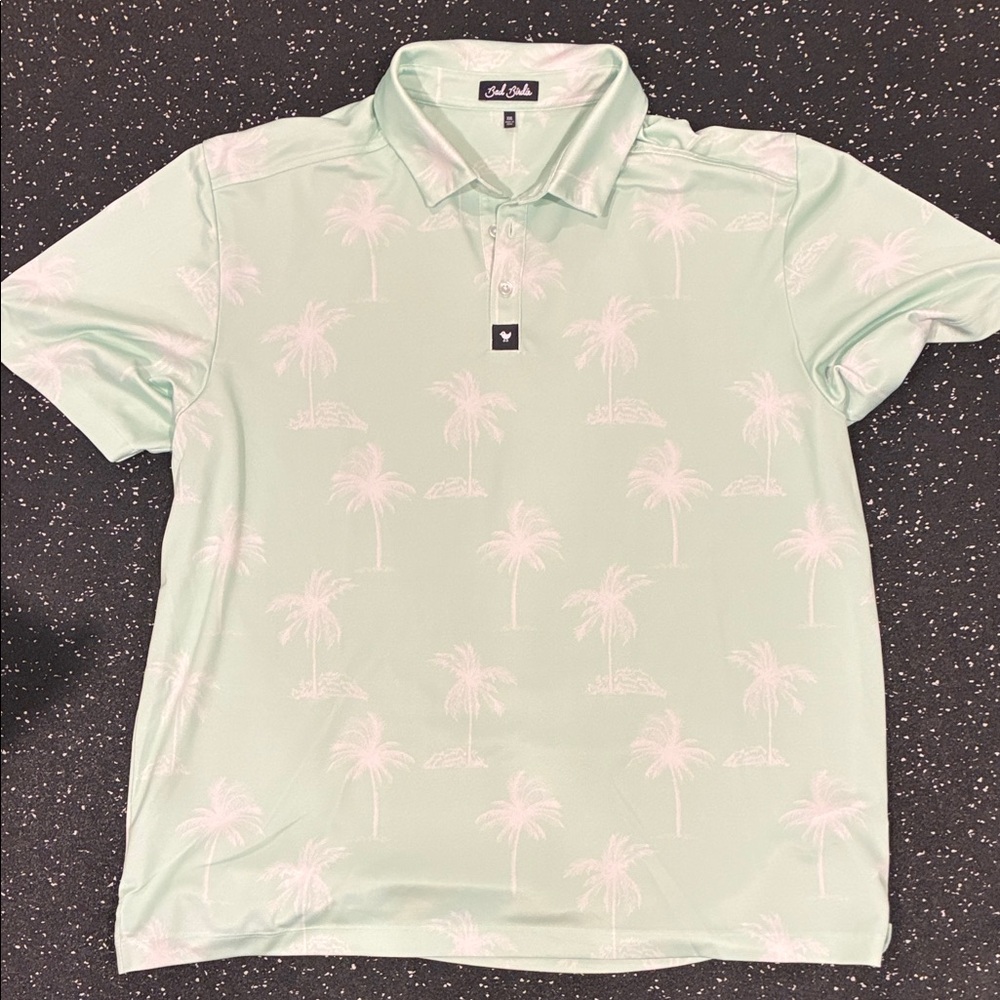 Bad Birdie Mint Green Palm Polo